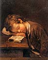 A Schoolboy Sleeping on his Book